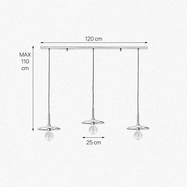 Lampe à suspendre 3 flammes en bronze clair E27 laiton massif