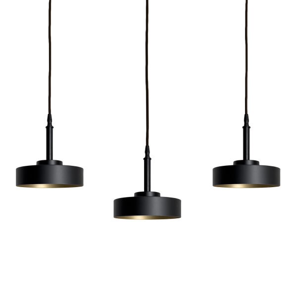 Suspension grande L : 150 cm laiton fer en noir or E27
