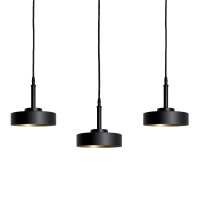 Suspension grande L : 150 cm laiton fer en noir or E27