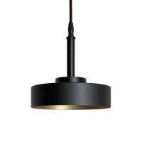 Suspension ronde noir mat or E27 D : 20 cm