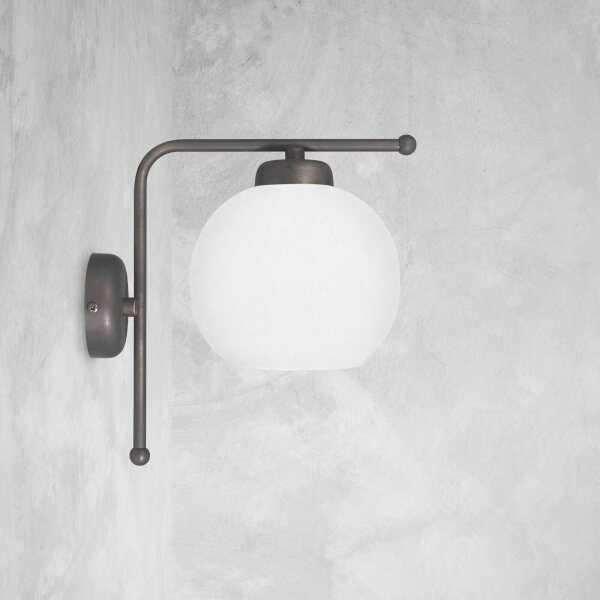 Applique verre laiton H : 25 cm en bronze blanc E27