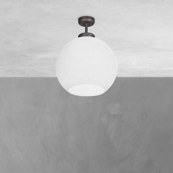 Lampe de plafond boule Ø 24 cm laiton verre E27 en bronze blanc