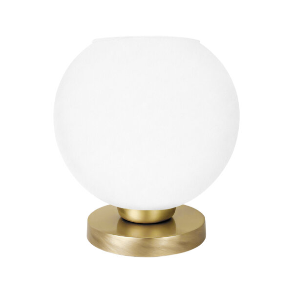 Lampe de table Boule E27 H : 26,5 cm verre laiton en blanc bronze
