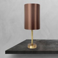 Lampe de table laiton tissu H : 38,5 cm E27 en bronze brun