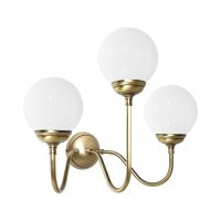 Applique 3 flammes E14 verre laiton véritable L :...