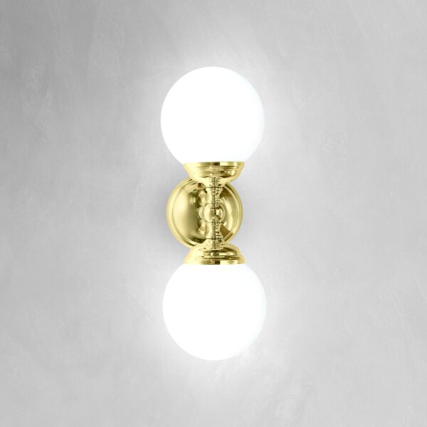 Applique salle de bain H : 36 c, 2 flammes E14 verre laiton