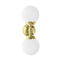 Applique salle de bain H : 36 c, 2 flammes E14 verre laiton
