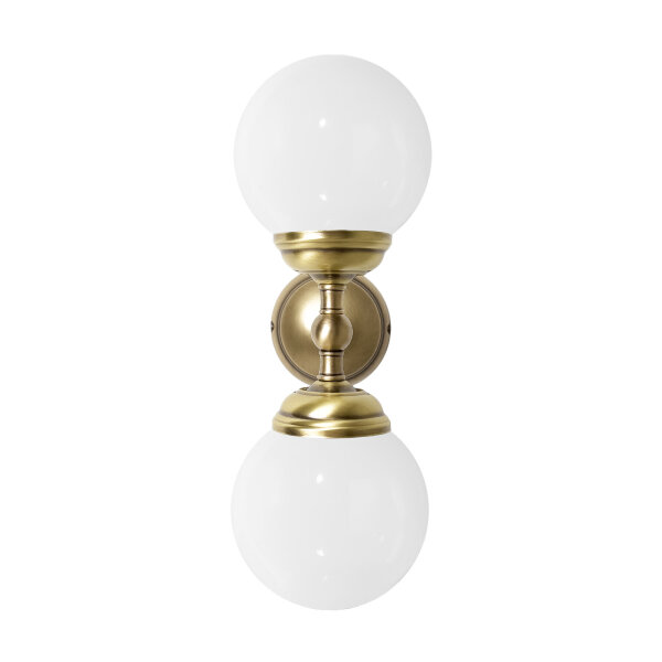 Lampe de salle de bain murale H : 36 cm 2 flammes E14 verre laiton