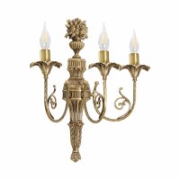Applique murale laiton 3 flammes E14 en bronze clair Floral