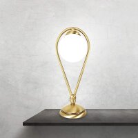 Lampe de table laiton verre 38 cm en bronze clair blanc E14