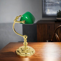 Lampe de banquier Vert laiton massif verre hauteur 29 cm...