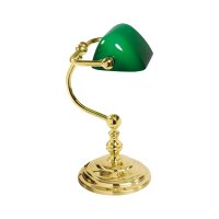Lampe de banquier Vert laiton massif verre hauteur 29 cm...