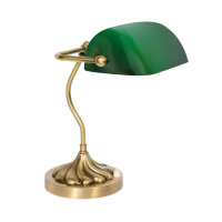 Lampe de banquier en bronze vert clair E27 29 cm verre...