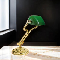 Lampe de banquier Vert H : 35 cm réglable Laiton...