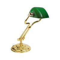 Lampe de banquier Vert H : 35 cm réglable Laiton...