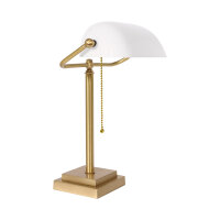 Lampe de banquier laiton verre 40 cm interrupteur...