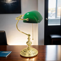 Lampe de banquier 39 cm E27 laiton verre interrupteur...