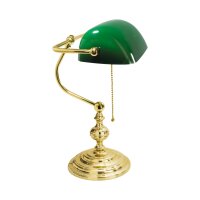 Lampe de banquier 39 cm E27 laiton verre interrupteur...