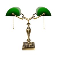 Lampe de banquier 42,5 cm 2 flammes E27 laiton...