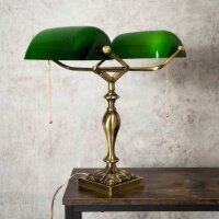 Lampe de banquier 42,5 cm 2 flammes E27 laiton...