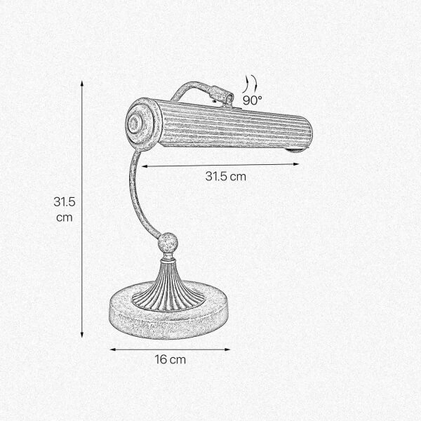 Lampe à piano laiton H : 31,5 cm pivotant en bronze antique