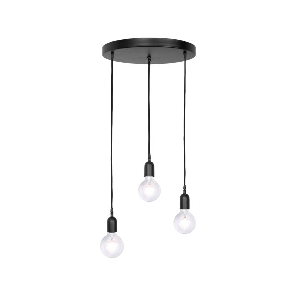 Suspension Ø 40 cm 3-flamme E27 noir mat réglable