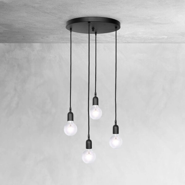 Suspension Noir Ø 40 cm laiton fer réglable E27