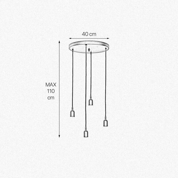 Suspension Noir Ø 40 cm laiton fer réglable E27
