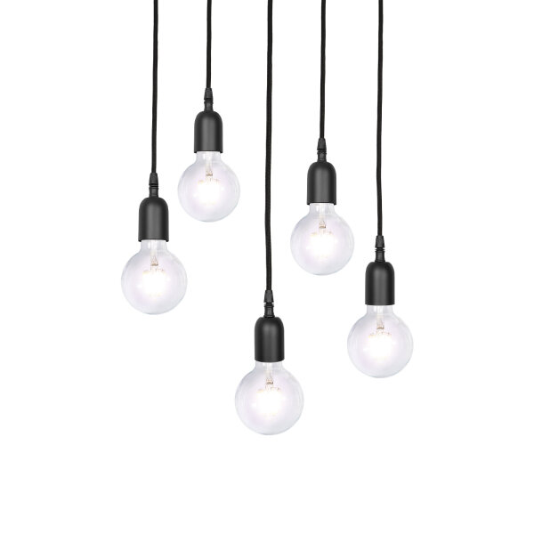 Lampe à suspendre noire 5 flammes E27 Ø 40 cm laiton fer