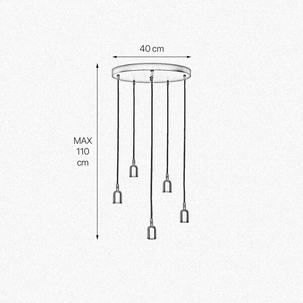 Lampe à suspendre noire 5 flammes E27 Ø 40 cm laiton fer