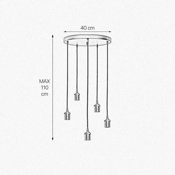 Suspension ronde Ø 40 cm laiton fer réglable