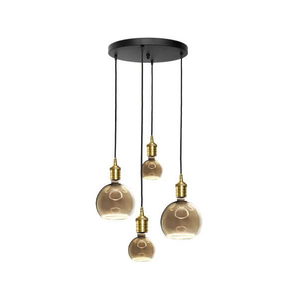 Suspension à 4 flammes E27 D : 40 cm laiton fer