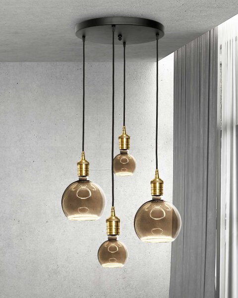 Suspension à 4 flammes E27 D : 40 cm laiton fer
