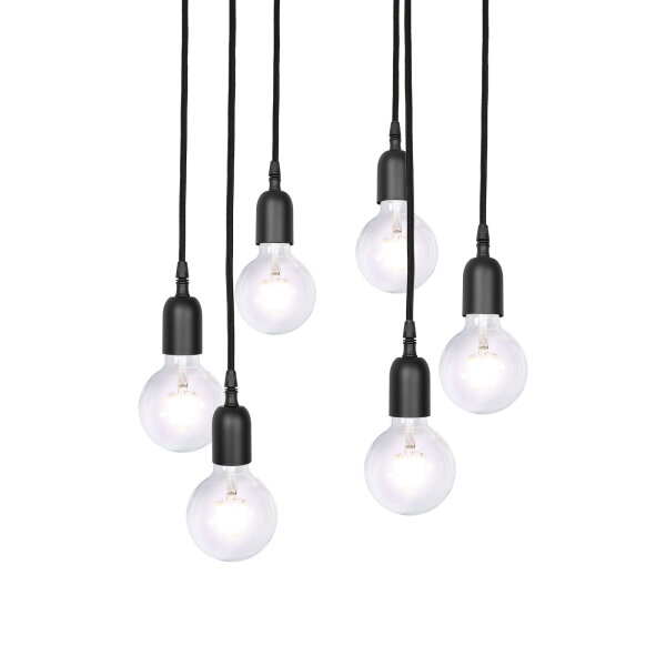 Suspension laiton fer Ø 40 cm 6-flamme E27 noir
