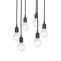 Suspension laiton fer Ø 40 cm 6-flamme E27 noir