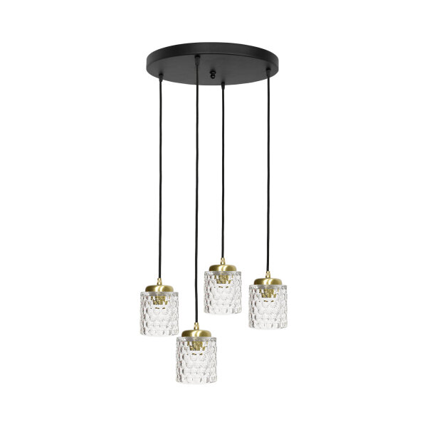 Lampe à suspendre laiton fer verre Ø 49 cm rond 4x E27 salle à manger