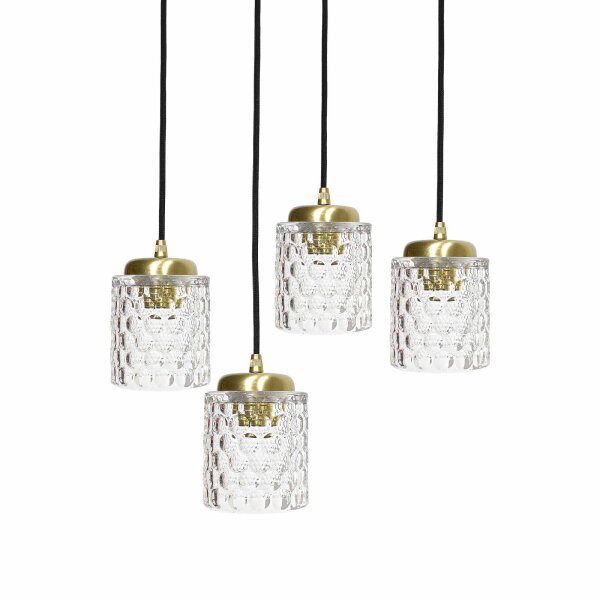 Lampe à suspendre laiton fer verre Ø 49 cm rond 4x E27 salle à manger