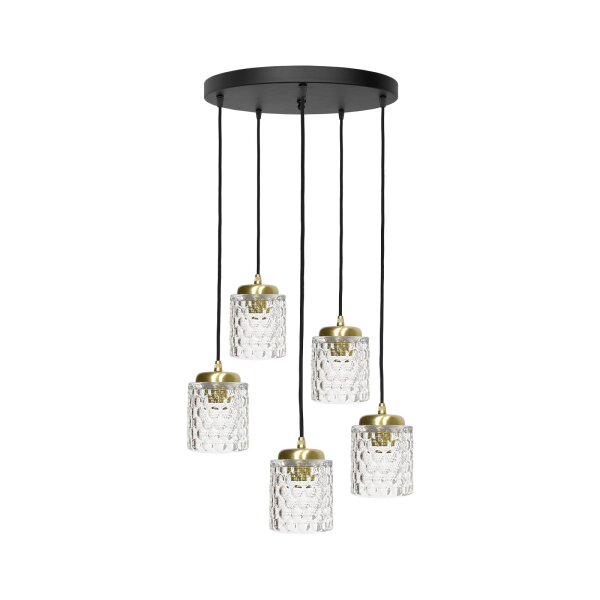 Suspension Ø 45 cm laiton fer verre E27 réglable