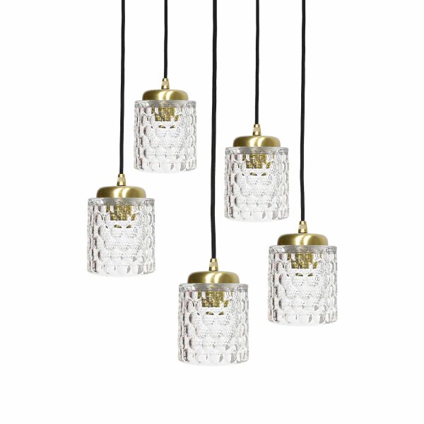 Suspension Ø 45 cm laiton fer verre E27 réglable