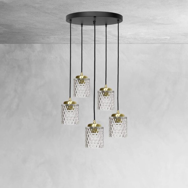 Suspension Ø 45 cm laiton fer verre E27 réglable