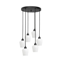 Lampe &agrave; suspendre verre laiton fer 48,5 cm 6x E27...
