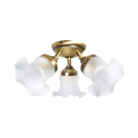 Plafonnier Floral 3 flammes laiton verre &Oslash; 37 cm