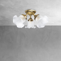 Plafonnier Floral 3 flammes laiton verre Ø 37 cm