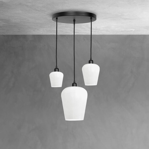 Suspension noir blanc 3 flammes E27 Ø 47,5 cm ADRIAN