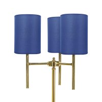Lampadaire laiton tissu bleu 3-flamme 153,5 cm petit