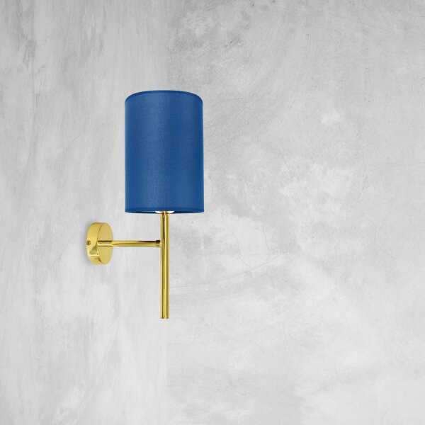 Applique E27 en laiton poli bleu tissu Classique