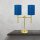 Lampe de chevet 2 flammes E27 61,5 cm tissu laiton