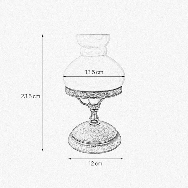 Lampe de table vert bronze antique H : 23,5 cm petit verre laiton E14