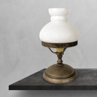 Lampe de table verre laiton 23,5 cm en bronze antique...