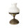 Lampe de table verre laiton 23,5 cm en bronze antique blanc E14